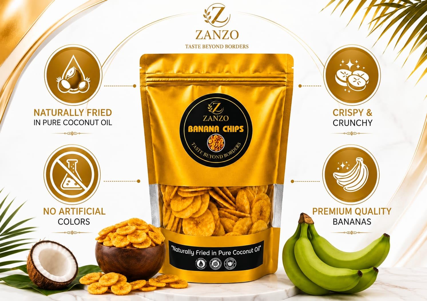 banana さん　専用 ZANZO Banana Chips | Naturally Fried in Pure Coconut Oil | Crispy